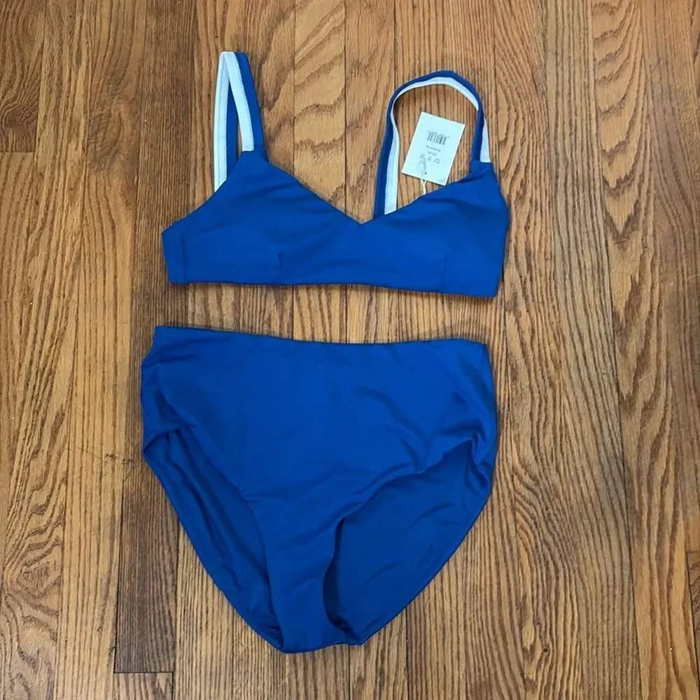Andie Bikini Set Rockley Top High Waisted Bottom Mazarine Blue size‎ M NWT/NWOT
